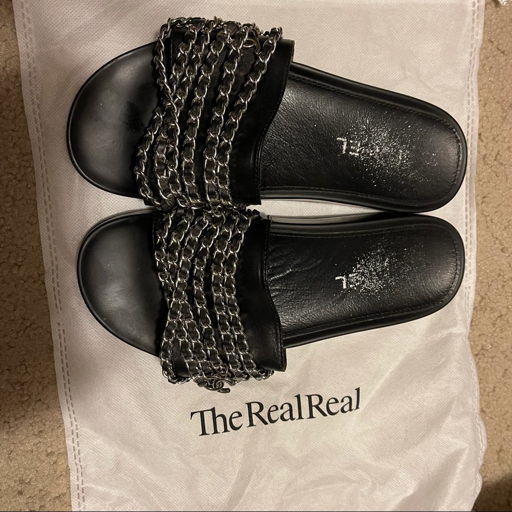 Chanel chain slides flip flops size 39.5